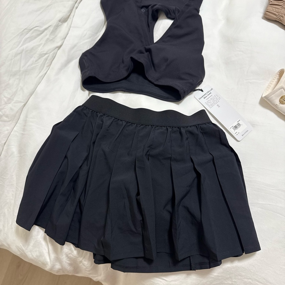 ALO Yoga Black Skirt and Top Set